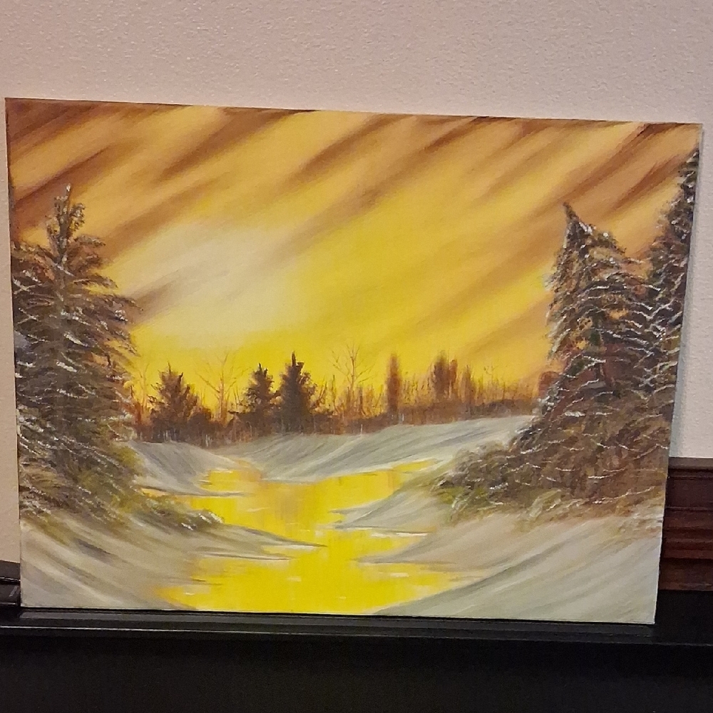 Sunset Winter Landscape Canvas Art